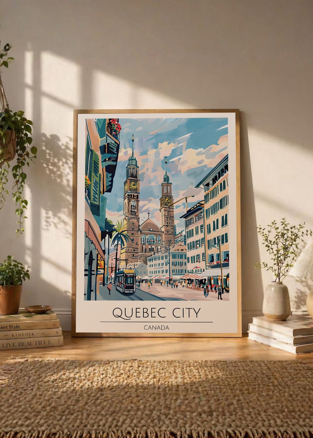 Cuadro Decorativo Travel, Quebec Canada, Ilustración Ciudad