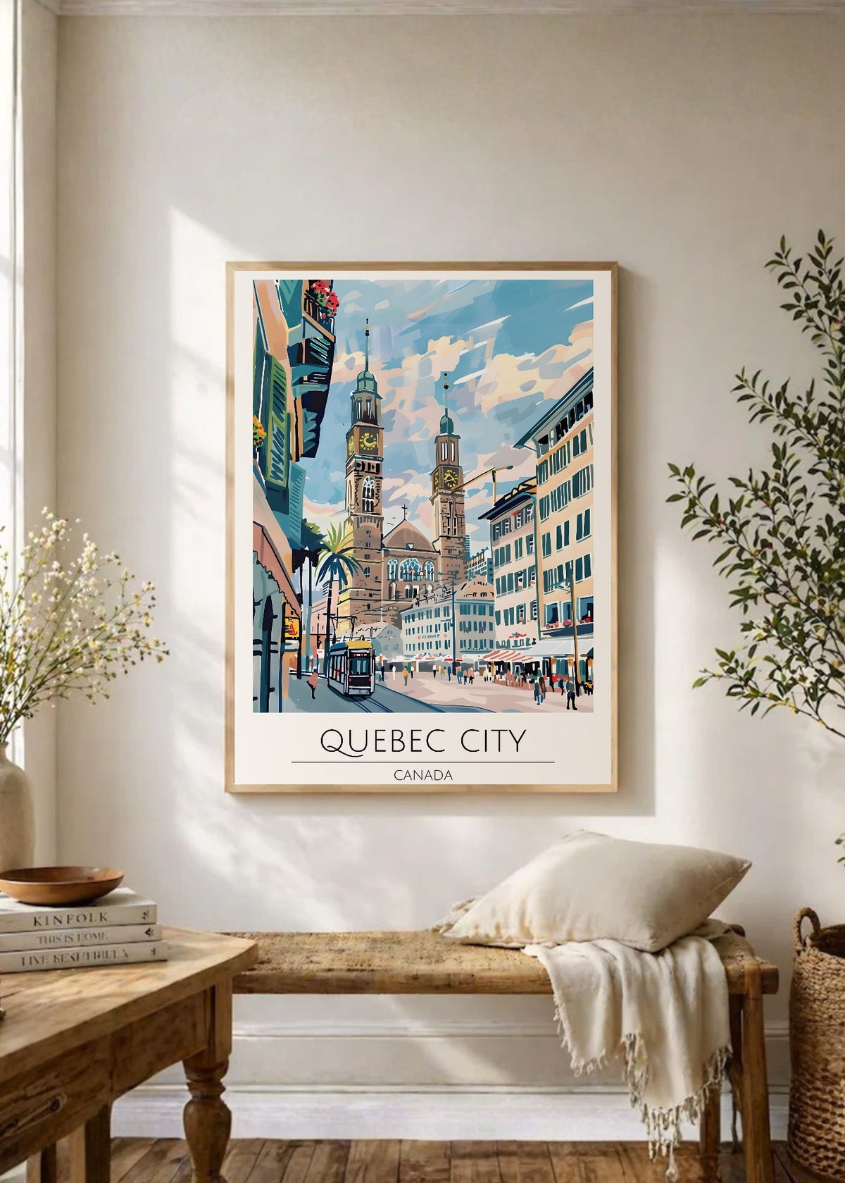Cuadro Decorativo Travel, Quebec Canada, Ilustración Ciudad
