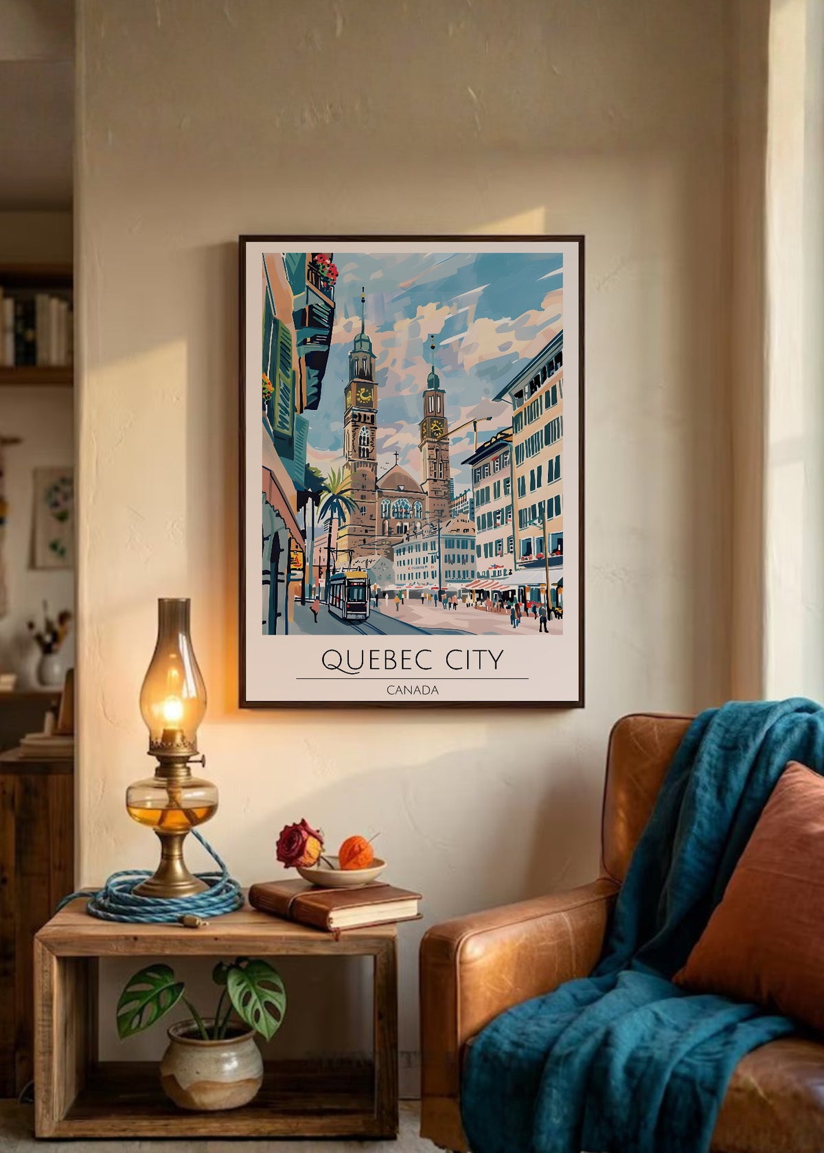 Cuadro Decorativo Travel, Quebec Canada, Ilustración Ciudad