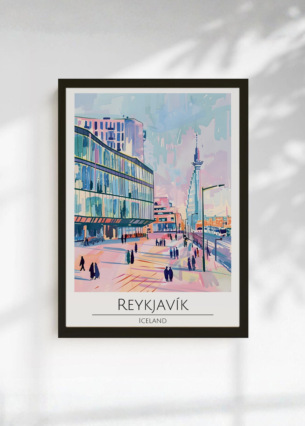 Cuadro Decorativo Travel, Reikiavik, Islandia, Ilustración Ciudad