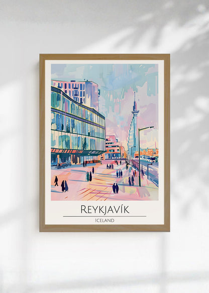 Cuadro Decorativo Travel, Reikiavik, Islandia, Ilustración Ciudad