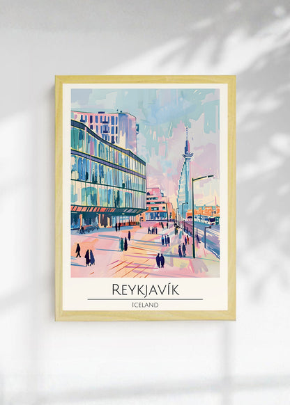 Cuadro Decorativo Travel, Reikiavik, Islandia, Ilustración Ciudad