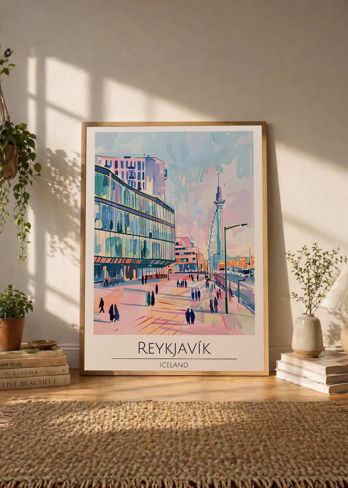 Cuadro Decorativo Travel, Reikiavik, Islandia, Ilustración Ciudad