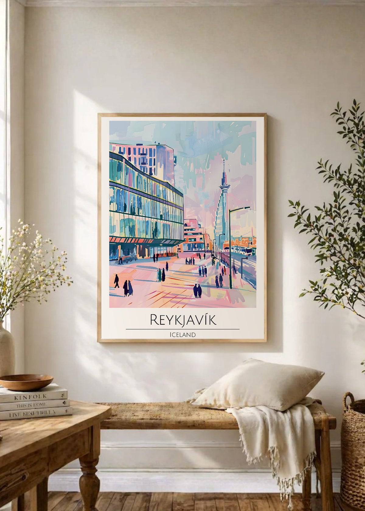 Cuadro Decorativo Travel, Reikiavik, Islandia, Ilustración Ciudad