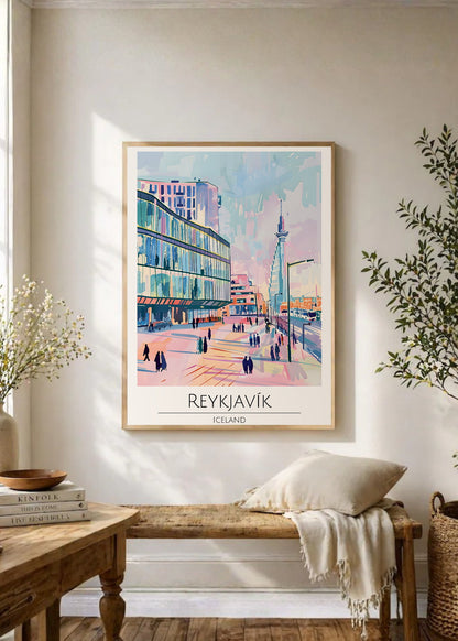 Cuadro Decorativo Travel, Reikiavik, Islandia, Ilustración Ciudad