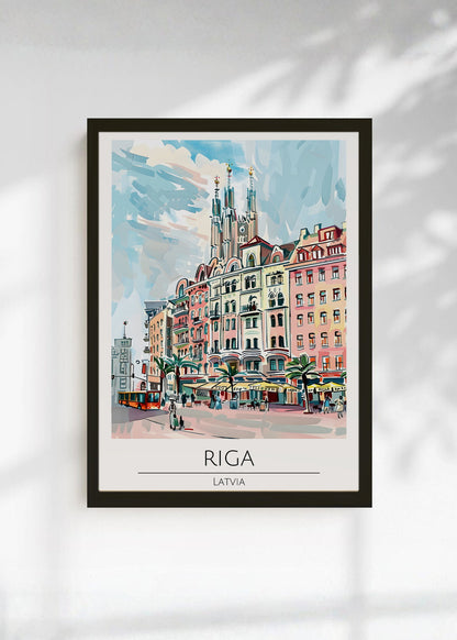 Cuadro Decorativo Travel, Riga, Letonia, Ilustración Ciudad