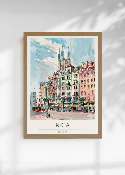 Cuadro Decorativo Travel, Riga, Letonia, Ilustración Ciudad