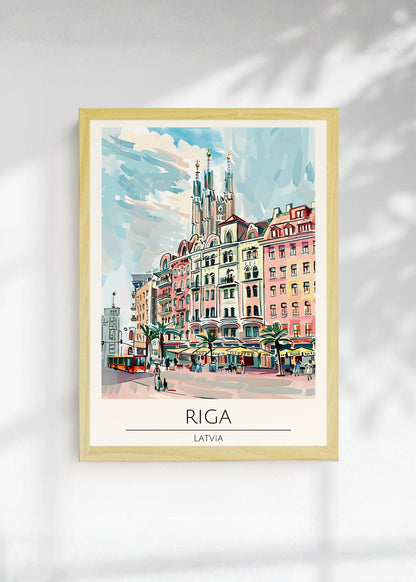 Cuadro Decorativo Travel, Riga, Letonia, Ilustración Ciudad