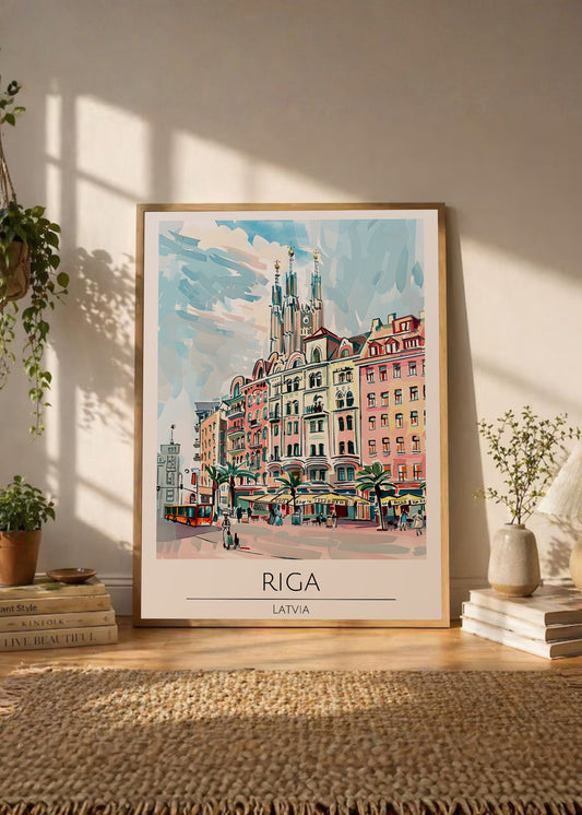 Cuadro Decorativo Travel, Riga, Letonia, Ilustración Ciudad