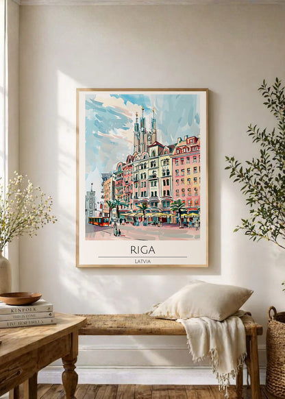 Cuadro Decorativo Travel, Riga, Letonia, Ilustración Ciudad