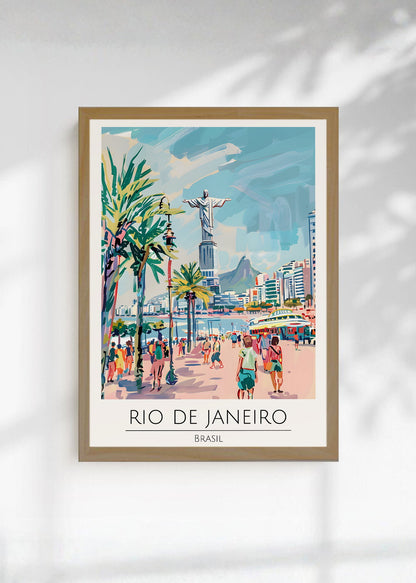 Cuadro Decorativo Travel, Río de Janeiro, Brasil, Ilustración Corcovado
