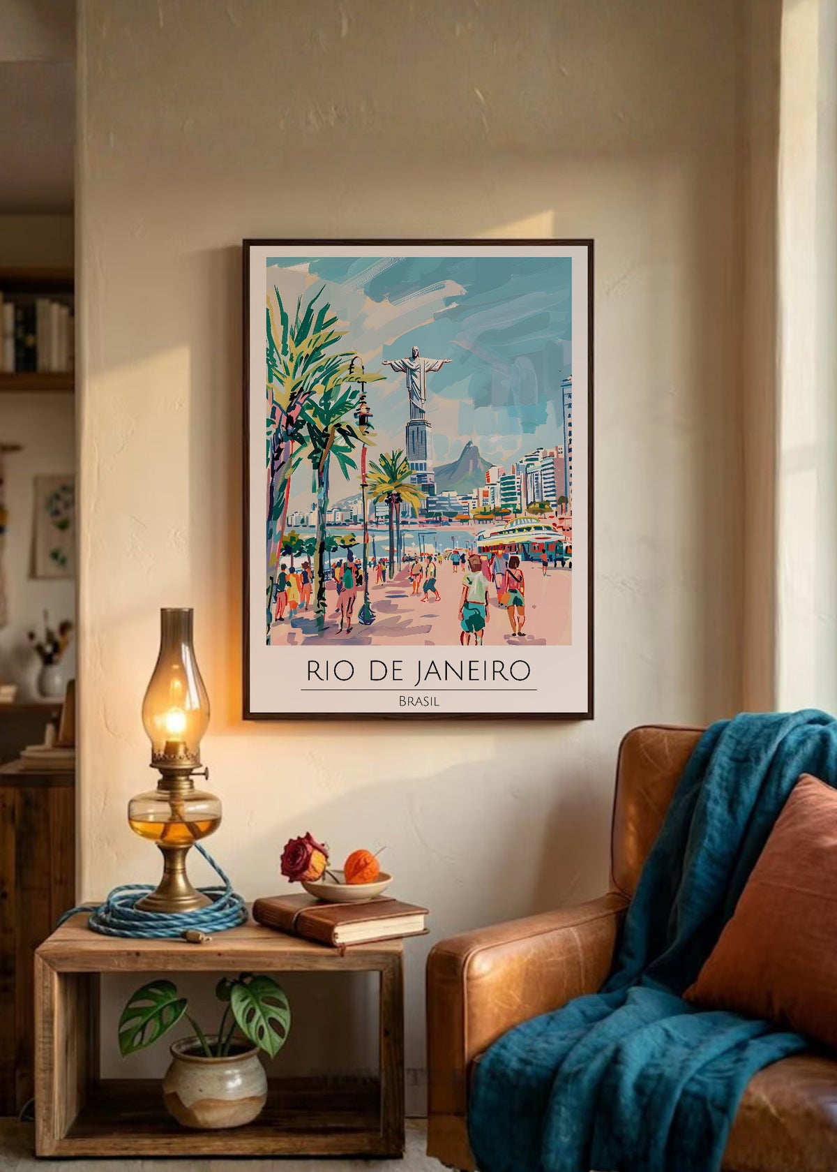 Cuadro Decorativo Travel, Río de Janeiro, Brasil, Ilustración Corcovado