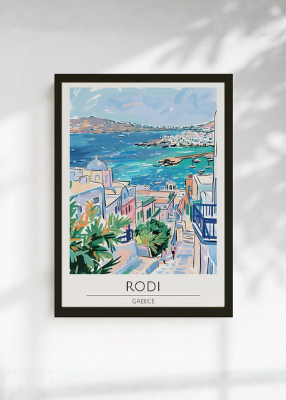 Cuadro Decorativo Travel, Rodas, Grecia, Ilustración Costa