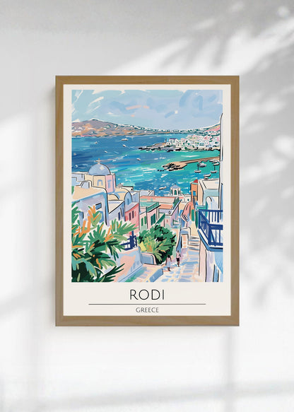 Cuadro Decorativo Travel, Rodas, Grecia, Ilustración Costa