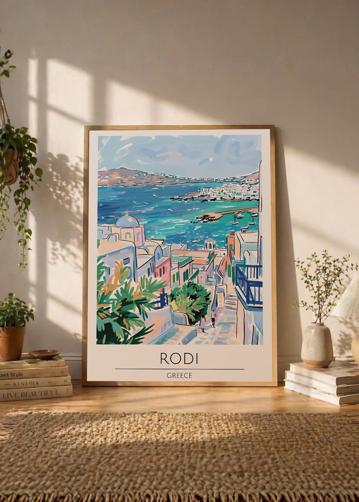 Cuadro Decorativo Travel, Rodas, Grecia, Ilustración Costa