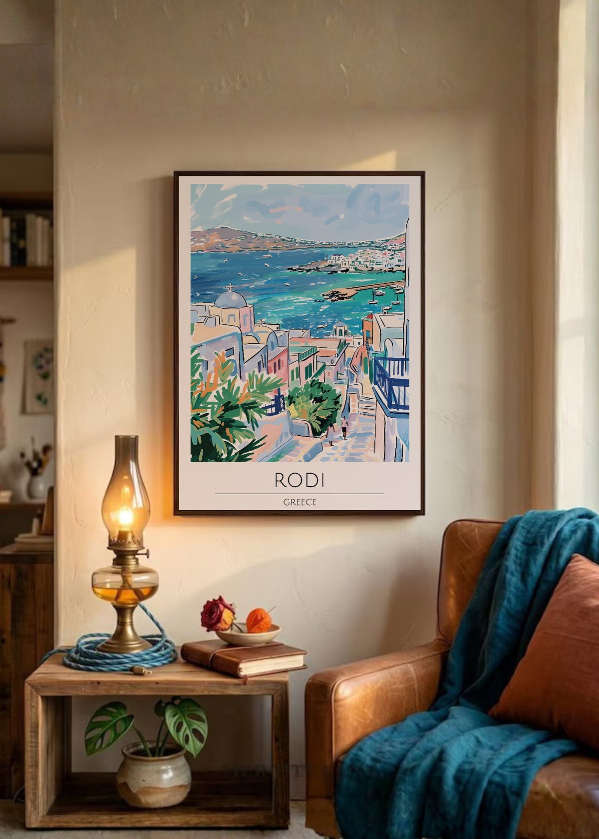 Cuadro Decorativo Travel, Rodas, Grecia, Ilustración Costa