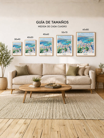 Cuadro Decorativo Travel, Rodas, Grecia, Ilustración Costa