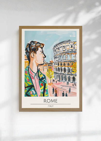 Cuadro Decorativo Travel, Roma, Italia, Ilustración Retrato Coliseo