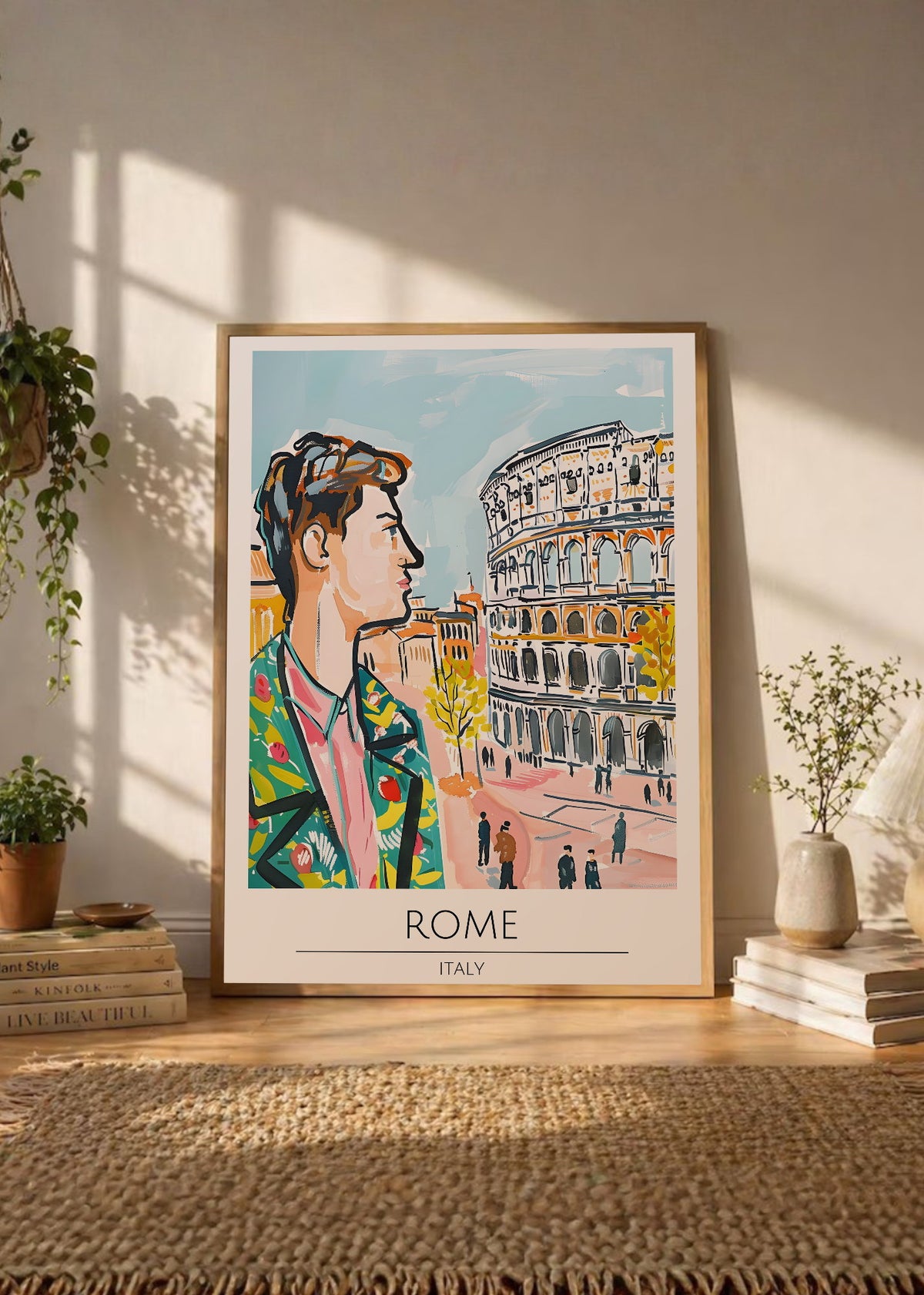 Cuadro Decorativo Travel, Roma, Italia, Ilustración Retrato Coliseo