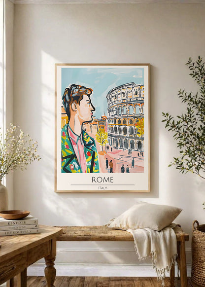 Cuadro Decorativo Travel, Roma, Italia, Ilustración Retrato Coliseo
