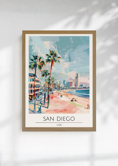 Cuadro Decorativo Travel, San Diego, USA, Ilustración Playa