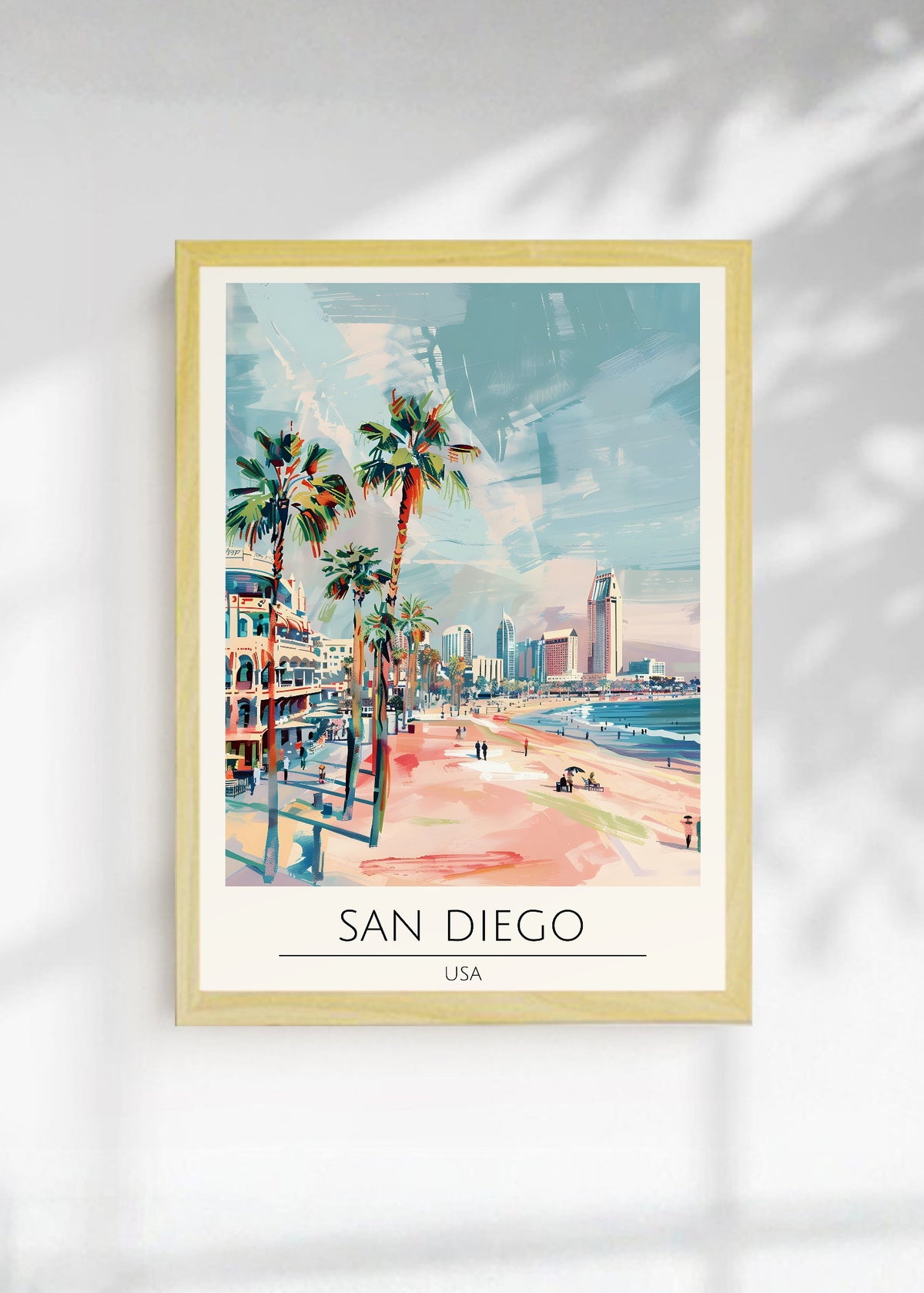 Cuadro Decorativo Travel, San Diego, USA, Ilustración Playa