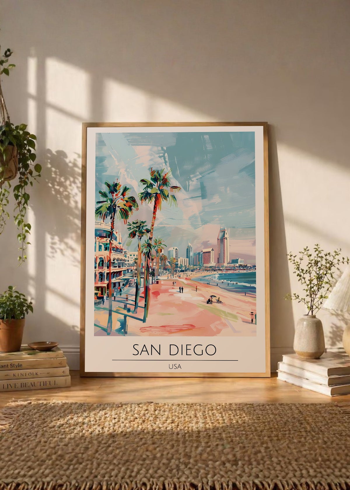 Cuadro Decorativo Travel, San Diego, USA, Ilustración Playa