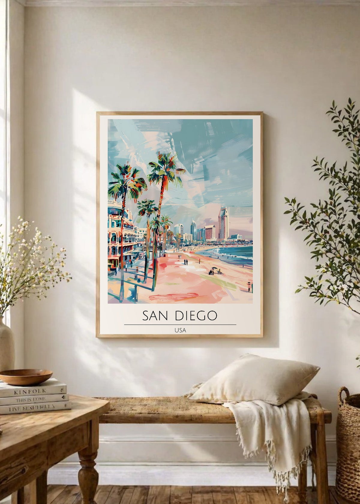 Cuadro Decorativo Travel, San Diego, USA, Ilustración Playa