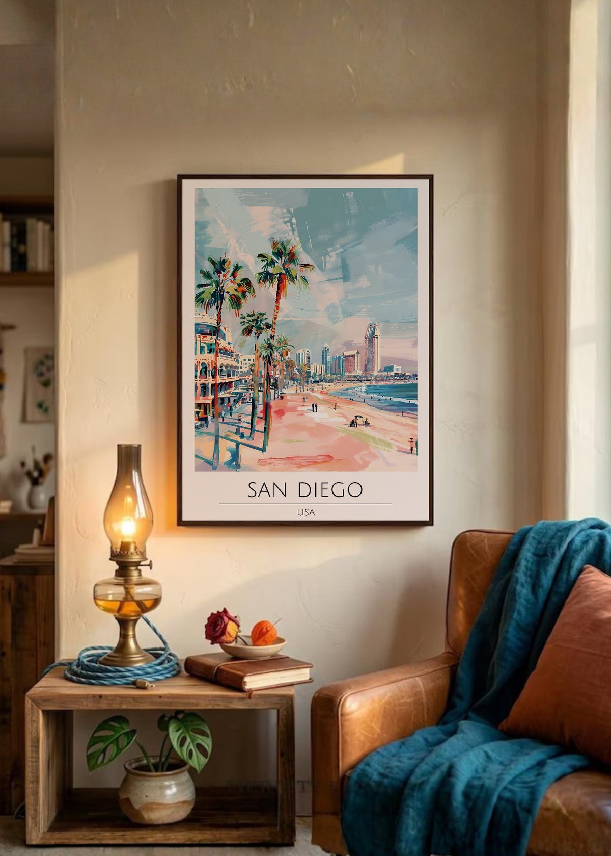Cuadro Decorativo Travel, San Diego, USA, Ilustración Playa