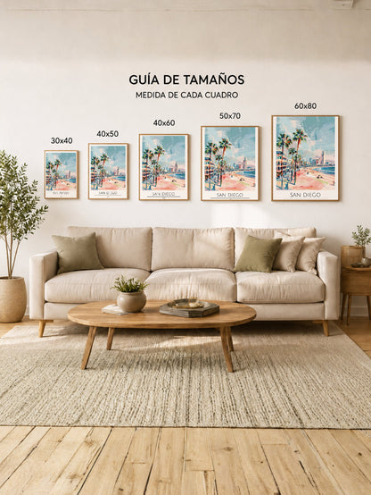 Cuadro Decorativo Travel, San Diego, USA, Ilustración Playa