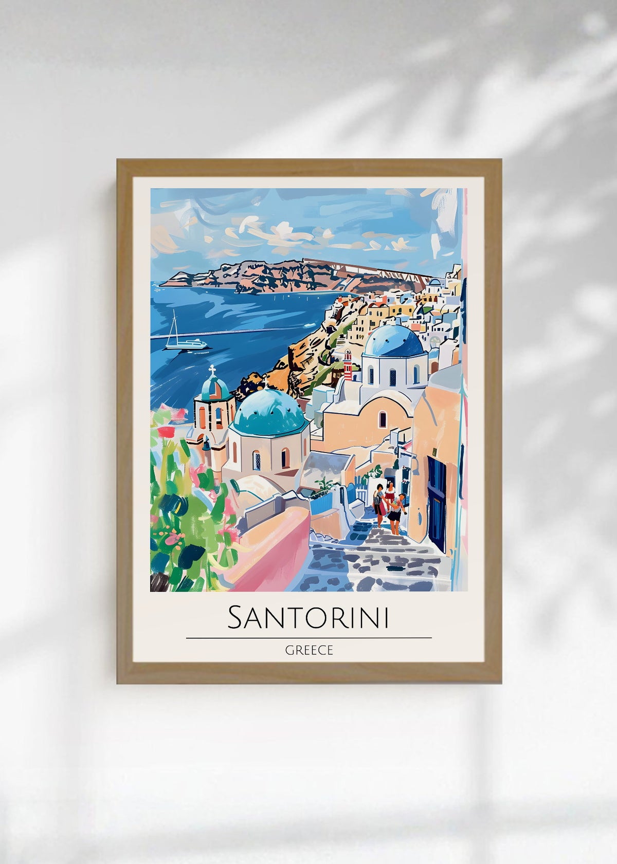 Cuadro Decorativo Travel, Santorini, Grecia, Ilustración Cúpulas