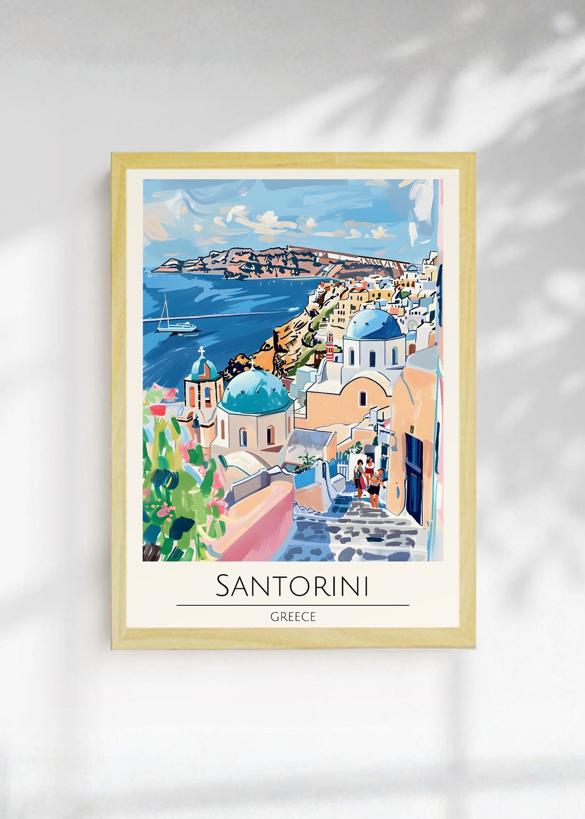 Cuadro Decorativo Travel, Santorini, Grecia, Ilustración Cúpulas