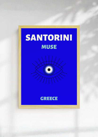 Cuadro Decorativo Travel, Santorini, Grecia, Ojo Turco Azul II