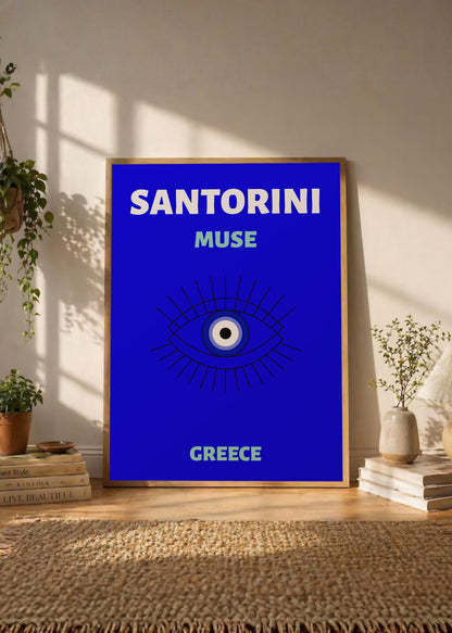 Cuadro Decorativo Travel, Santorini, Grecia, Ojo Turco Azul II