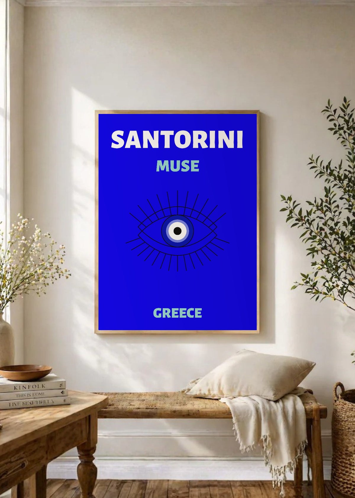 Cuadro Decorativo Travel, Santorini, Grecia, Ojo Turco Azul II