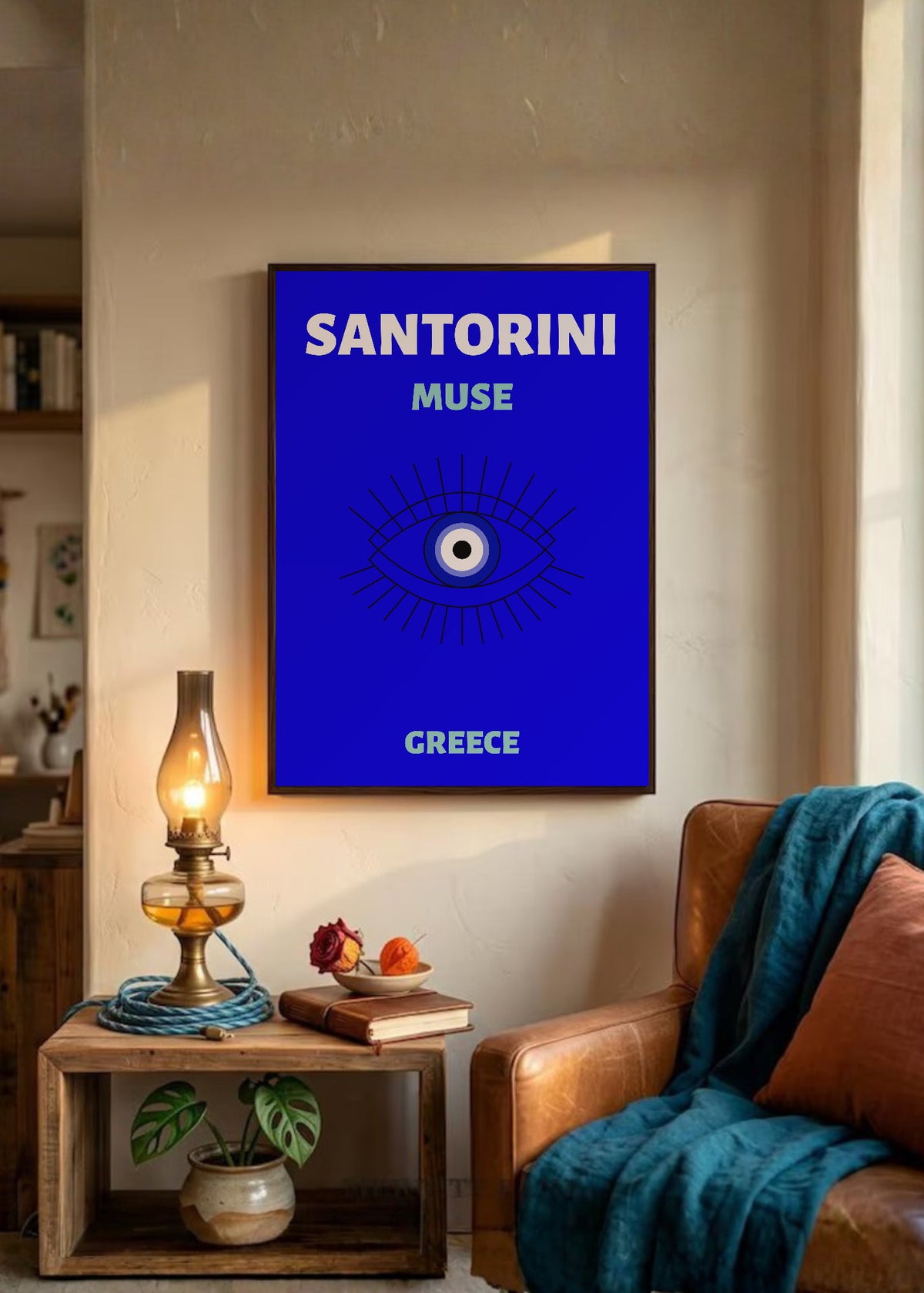 Cuadro Decorativo Travel, Santorini, Grecia, Ojo Turco Azul II