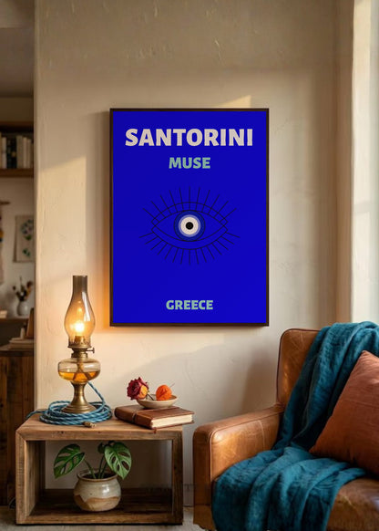 Cuadro Decorativo Travel, Santorini, Grecia, Ojo Turco Azul II