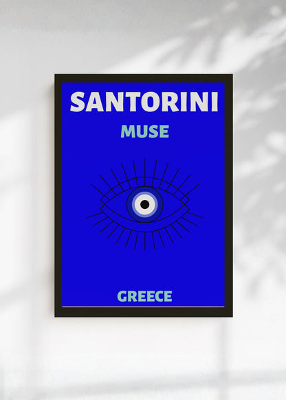 Cuadro Decorativo Travel, Santorini, Grecia, Ojo Turco Azul