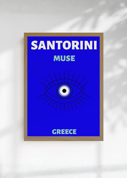 Cuadro Decorativo Travel, Santorini, Grecia, Ojo Turco Azul