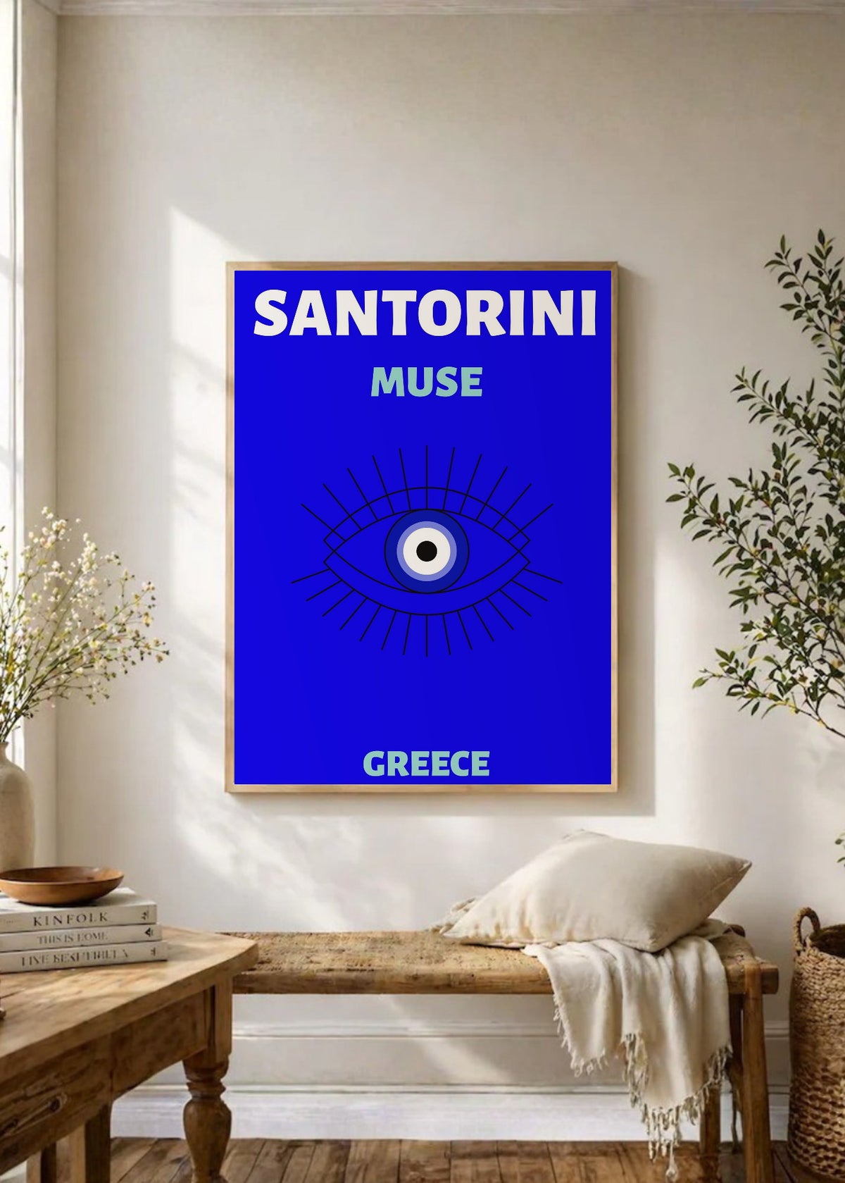 Cuadro Decorativo Travel, Santorini, Grecia, Ojo Turco Azul
