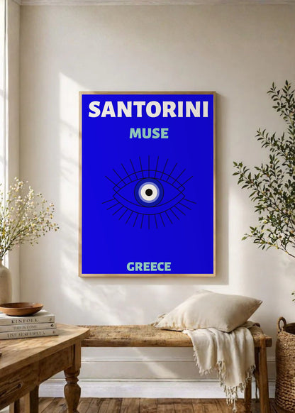 Cuadro Decorativo Travel, Santorini, Grecia, Ojo Turco Azul