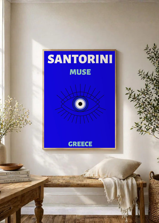 Cuadro Decorativo Travel, Santorini, Grecia, Ojo Turco Azul