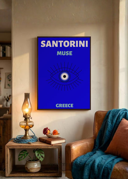 Cuadro Decorativo Travel, Santorini, Grecia, Ojo Turco Azul