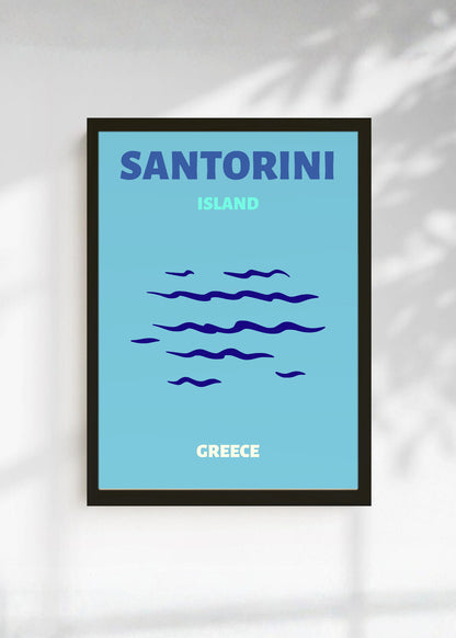 Cuadro Decorativo Travel, Santorini, Grecia, Olas Celeste