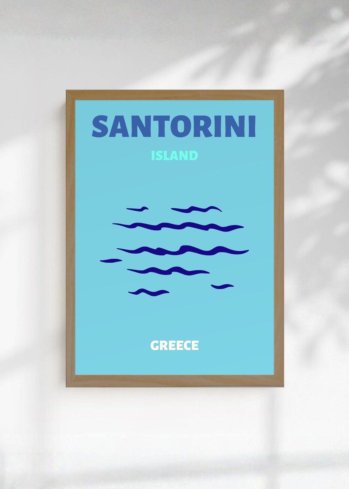 Cuadro Decorativo Travel, Santorini, Grecia, Olas Celeste