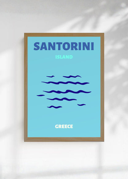 Cuadro Decorativo Travel, Santorini, Grecia, Olas Celeste