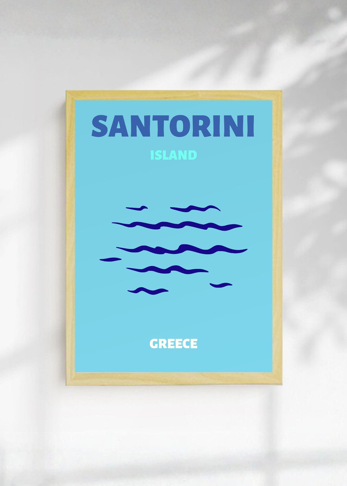 Cuadro Decorativo Travel, Santorini, Grecia, Olas Celeste