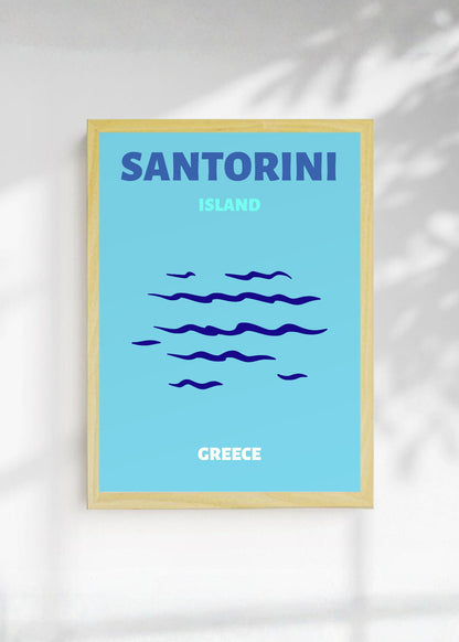 Cuadro Decorativo Travel, Santorini, Grecia, Olas Celeste