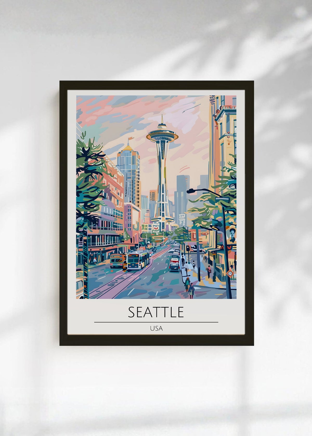 Cuadro Decorativo Travel, Seattle, USA, Ilustración Space Needle
