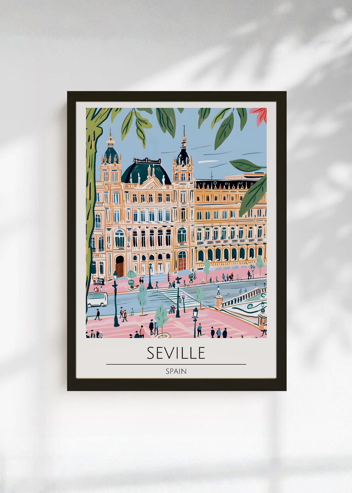 Cuadro Decorativo Travel, Sevilla, España, Ilustración Plaza